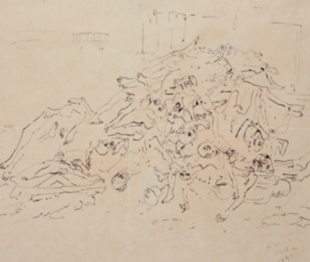 "Dachau", 1945 (detalle), pluma e tinta chinesa sobre papel.