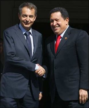 Chávez mantivo unha xuntanza con Zapatero antes de visitar ao rei español
