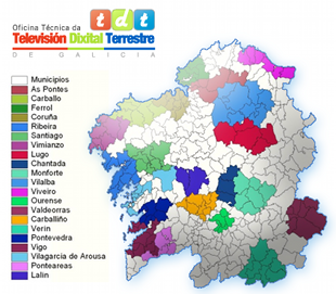 As 21 demarcacións de TDT local / tdtgalicia.es