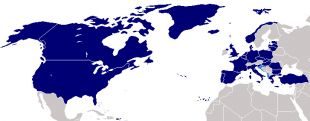 Mapa dos países aliados na OTAN (clique para ampliar)