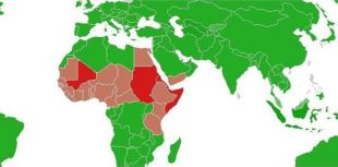 En cores mási escuras, as rexións con maior incidencia da mutilación xenital feminina (clique para ampliar)