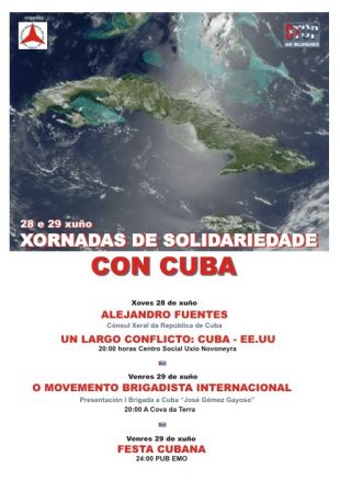 I Xornadas de Solidariedade con Cuba, o xoves 28 e o venres 29 en Lugo