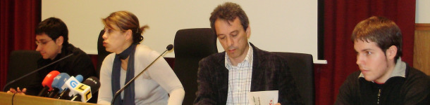 Na presentación, Fernández de Rota, Alba Nogueira, Anxo Louzao e Marcos Loureiro