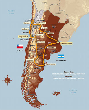 Mapa do percorrido do Dakar 2009