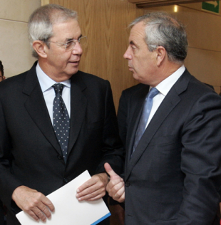 O conselleiro de Medio Ambiente, Manuel Vázquez, co presidente Touriño