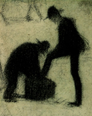 Seurat. "Limpabotas cun cliente" (1884)