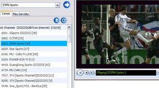 Sopcast, un dos programas aos que enlaza Rojadirecta, deixa ver o fútbol gratis por canais de televisión, moitos deles asiáticos
