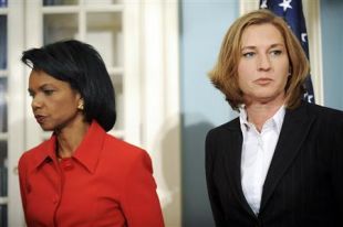 As ministras de Exteriores de EUA e Israel, Condoleezza Rice (esq.) e Tzipi Livni reuníronse este venres en Washington