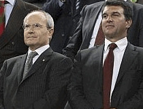 Montilla a carón do presidente do Barça, Joan Laporta