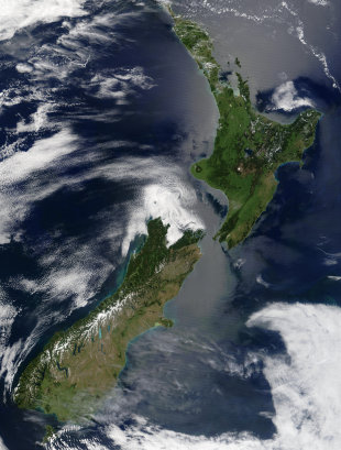 Fotografía de Nova Zelandia tomada vía satélite / NASA