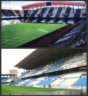 O de Riazor (arriba), na Coruña, e o de Balaídos, en Vigo, son os estadios nos que xogan actualmente Deportivo e Celta