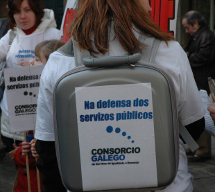 Detalle da manifestación do pasado 30 de xaneiro a prol dos Servizos Sociais públicos