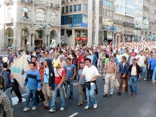 Os folguistas tamén se manifestaron esta mañá por Vigo. Foto: CIG