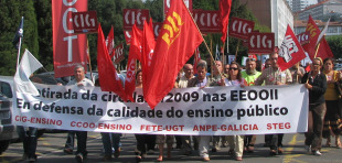 Manifestación dos sindicatos nos comezos de setembro