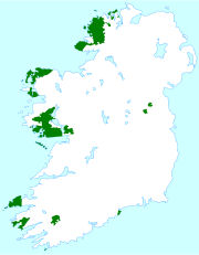 Zonas da illa onde se fala irlandés