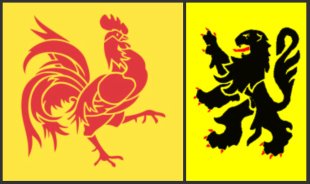Composición coas bandeiras de Valonia (esquerda) e Flandres