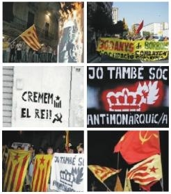 Diversas imaxes da campaña antimonarquica en Cataluña