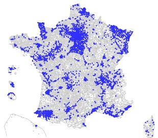 Áreas de Francia con máis dun operador de internet