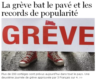 Portada na rede este xoves de folga xeral en Francia do xornal Libération