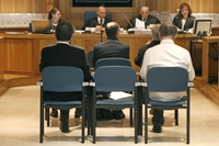 Os acusados durante o xuízo