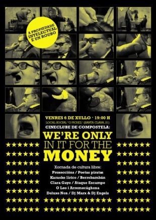 Cartaz da festa pola Cultura Libre do Cineclube de Compostela