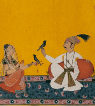 "Ragaputra Kausa": música para despois da media noite (detalle). India, s. XVIII, acuarela.