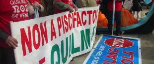 As protestas contra as piscifactorías chegaron até a capital de Galiza
