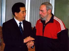 Hu Jintao e Fidel Castro (Imaxe: Granma)