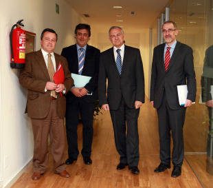 Á esquerda, Agustín Hernández, xunto a Pedro Puy, Méndez Romeu e Gumersindo Guinarte