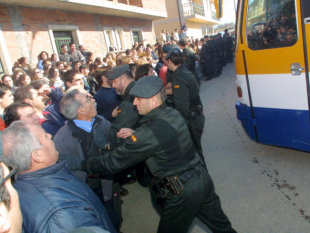 Un momento da folga de Transportes La Unión, en 2001