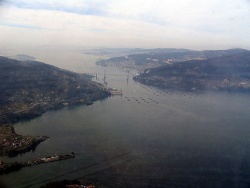 Vista aérea da ría de Vigo