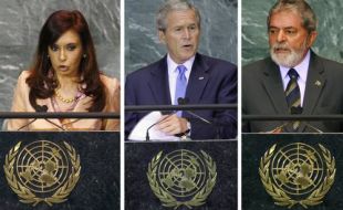 Cristina Fernández, George Bush e Lula da Silva interviron no primeiro día de debate