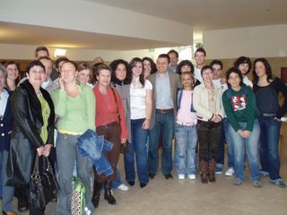 Membros de Chicass10 co decano Miguel Túñez na Facultade de CC. da Comunicación