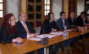 De esquerda a dereita, Ruiz Marcellán, Rodríguez Cañada, Fernán-Vello, Bará, Droogenbroodt e Virallonga