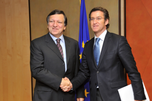 O presidente da Xunta, Alberto Núñez Feijoo,con José Manuel Durao Barroso, presidente da Comisión Europea