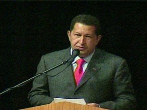 O presidente Ch&aacute;vez na despedida aos atletas venezuelanos que participar&aacute;n nas Olimpiadas de Beijing