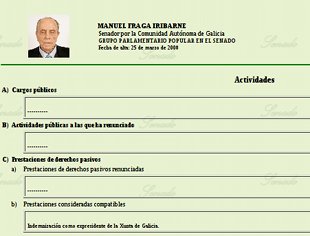 Ficha do senador Manuel Fraga