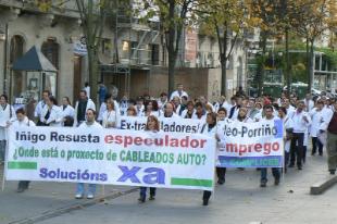 Os traballadores de Cablerías Auto levaron as súas protestas polas rúas de Porriño