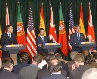 Os xefes de goberno británico, español e estadounidense, nas Açores en 2003