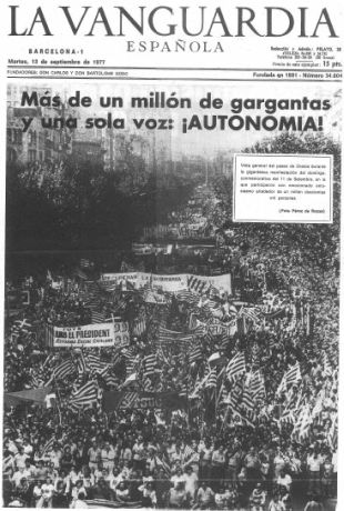 A mítica manifestación autonomista de 1977 vista polo xornal La Vanguardia