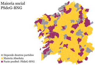 Mapa político municipal á saída das urnas en 2007 / Imaxe: Especial de Vieiros Municipais2007