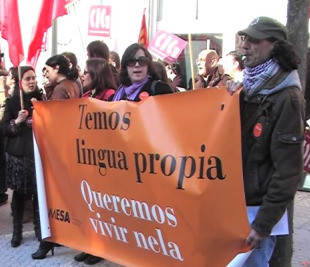 A Mesa pola Normalización Linguística convocou unha manifestación ás portas do Parlamento