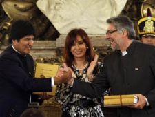 No acto, Morales e Lugo con Fernández de Kirchner