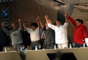 Despois das intervencións, os cinco presidentes latinoamericanos