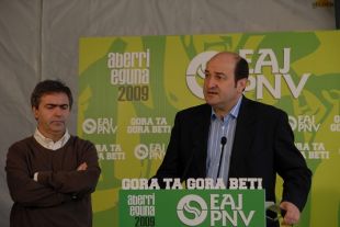 Andoni Ortuzar, presidente do PNV en Biscaia, presentando os actos do PNV neste Aberri Eguna