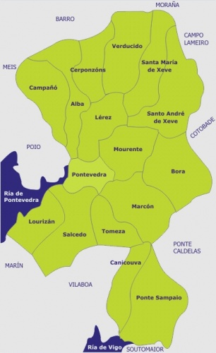Mapa de Pontevedra, onde se localiza Verducido, ao norte