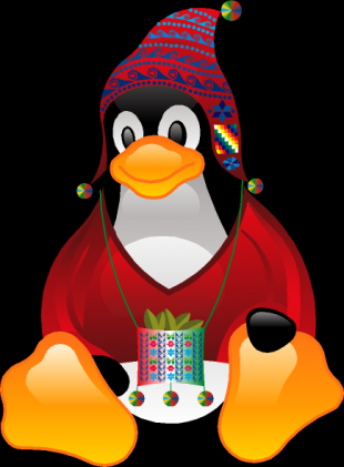 Tux, a mascota de Linux, coa vestimenta tradicional aymara
