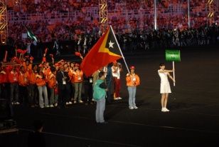 A delegación de Timor Leste, na cerimonia de apertura dos Jogos en Macao