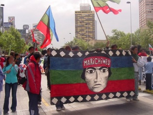Unha marcha, na que se reivindicaban os dereitos do pobo mapuche