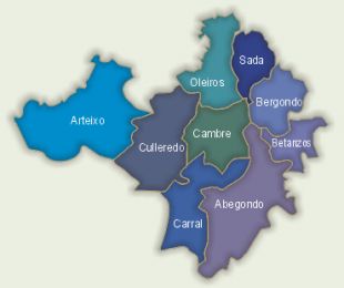 O Consorcio fórmano os concellos que se aprecian na imaxe, aos que se ha unir A Coruña proximamente